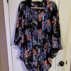 City Chic Black Floral Sheer Blouse